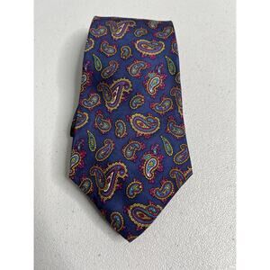 Rochas Paris Blue, Pink, White Paisley Pattern 100% Silk Designer French Tie